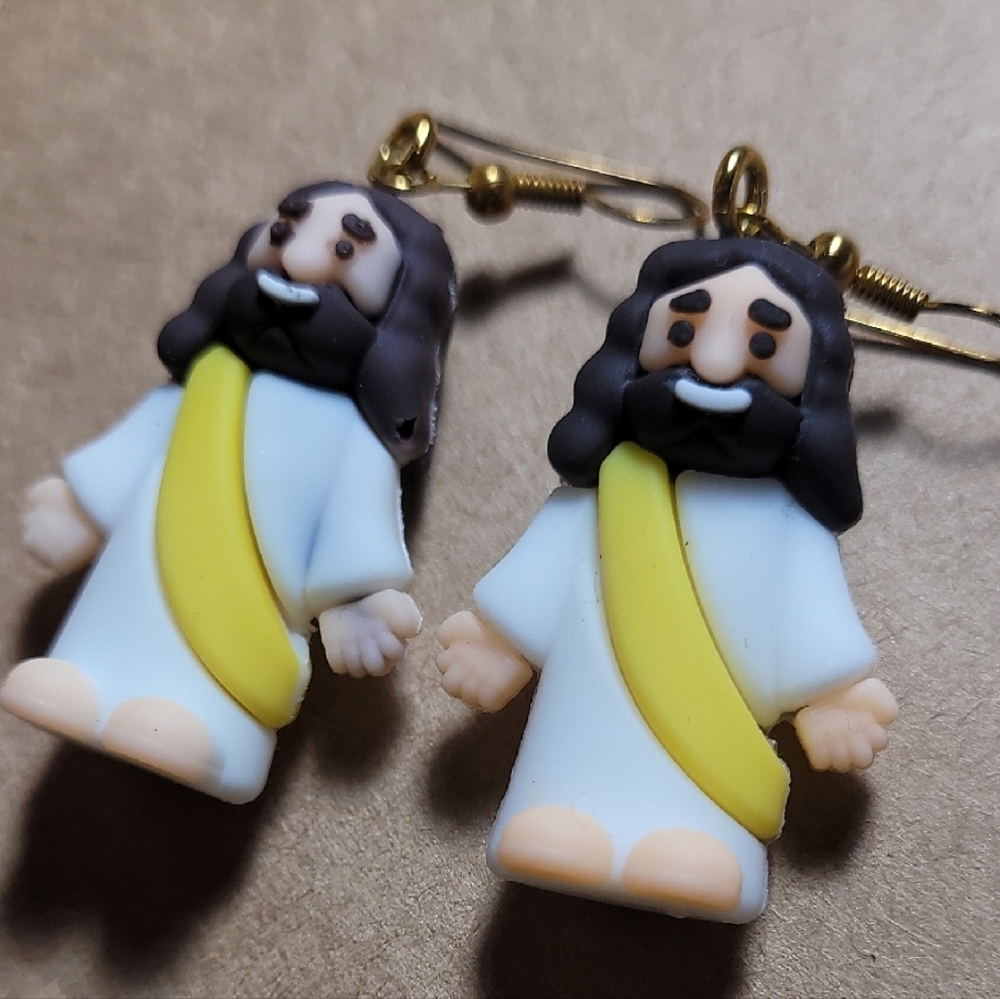 Handcrafted Character Earrings with Gold Accents